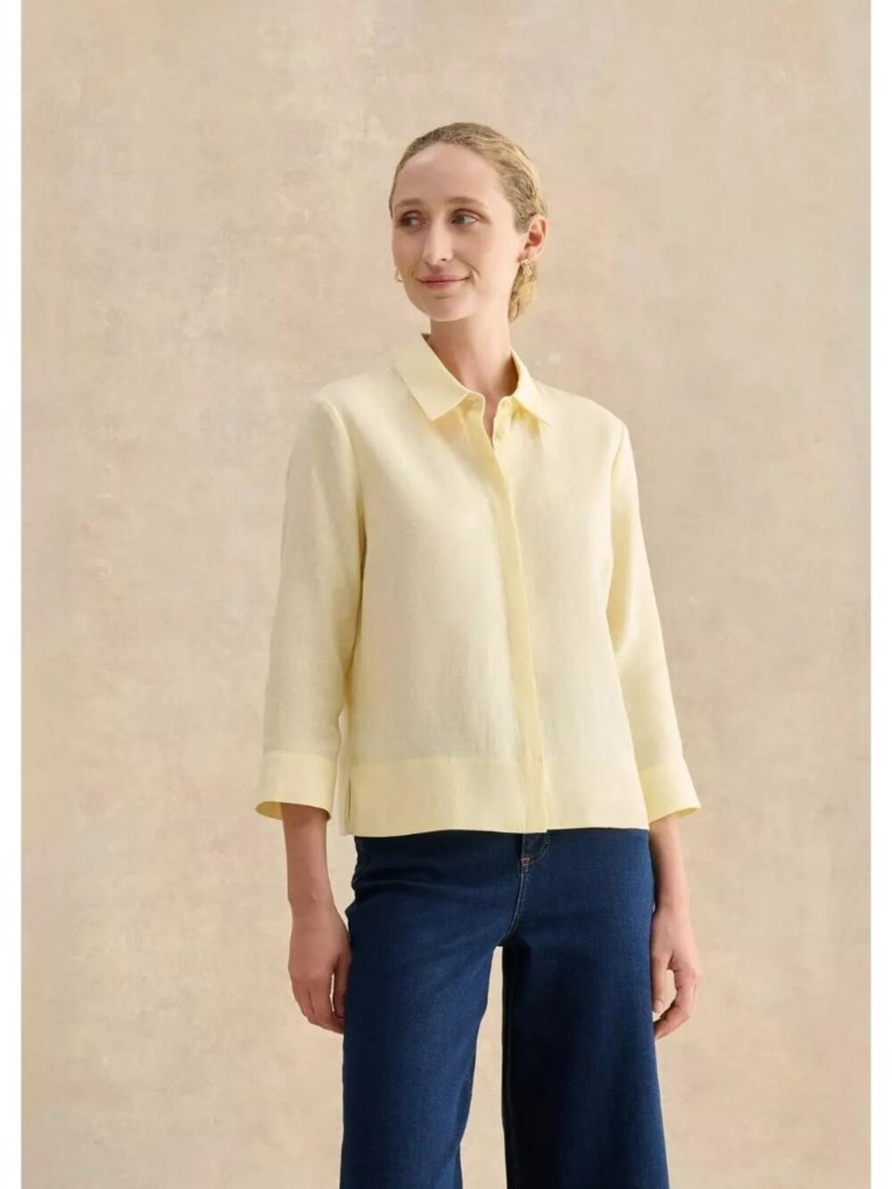 Hobbs London Size 10 Nita Linen Shirt Soft Yellow Breathable Relaxed Fit